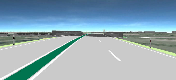 Sie sehen die Visualisierung einer Trassenbefahrung.